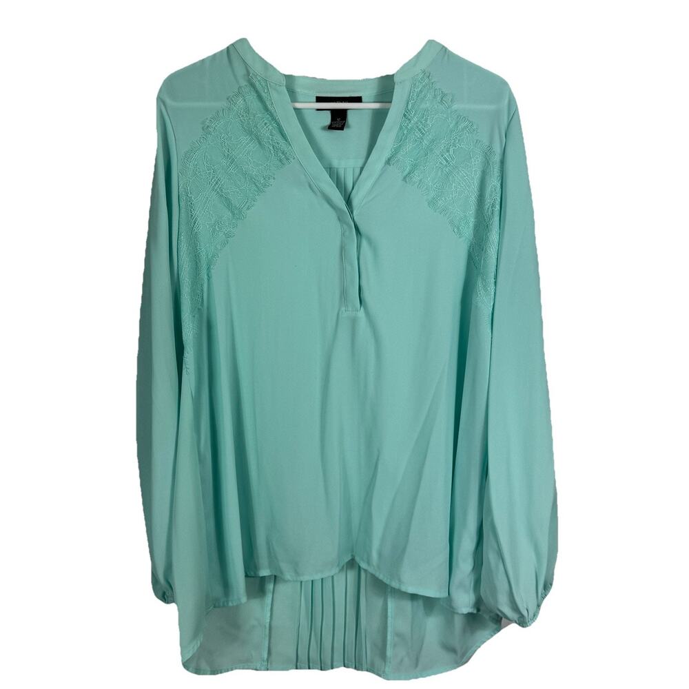 Alfani Teal Colored Long Sleeve Beautiful Blouse Shirt Top Lightweight Sz 12